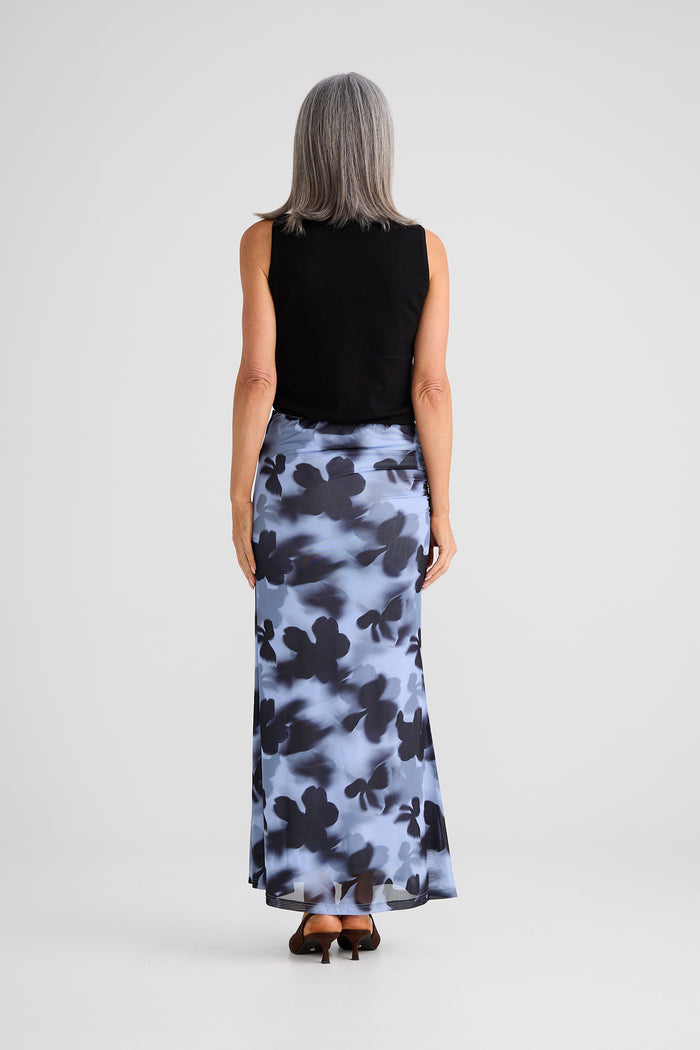Brave + True Salem Mesh Skirt in Blue Abstract Floral | Women's Clothing | Gretel Lane