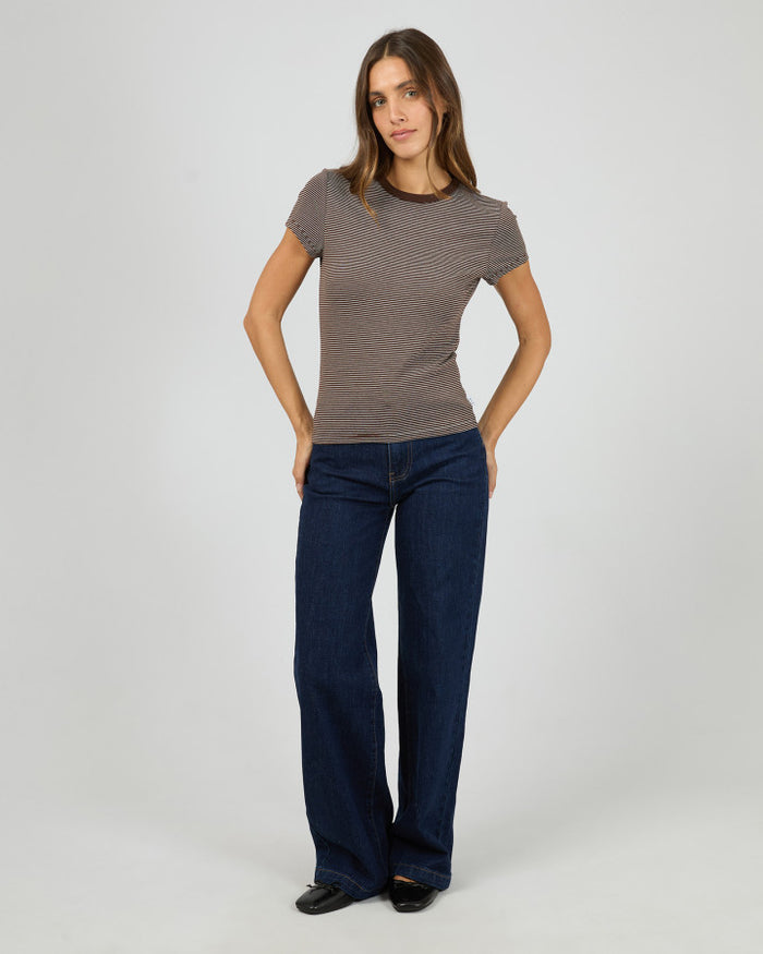 All About Eve Sami Stripe Cotton Tee in Brown | Women's Clothing | Gretel Lane