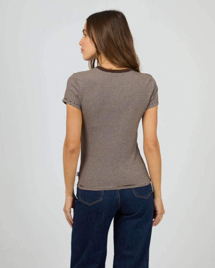 All About Eve Sami Stripe Cotton Tee in Brown | Women's Clothing | Gretel Lane