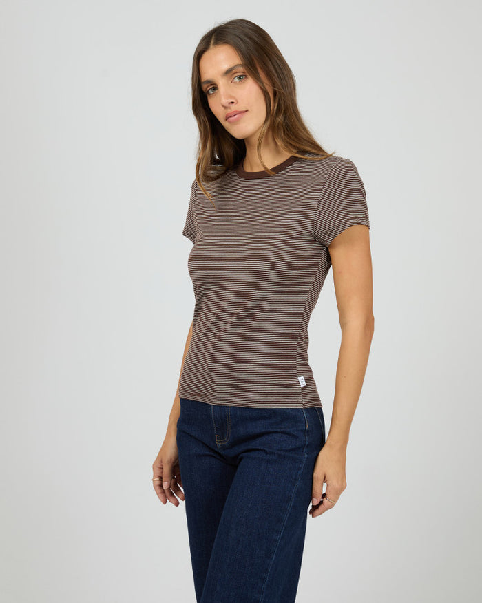 All About Eve Sami Stripe Cotton Tee in Brown | Women's Clothing | Gretel Lane