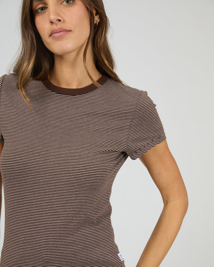 All About Eve Sami Stripe Cotton Tee in Brown | Women's Clothing | Gretel Lane