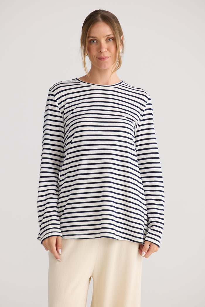 Home Love Sana Long Sleeve Top in Navy Stripe | Women's Clothing | Gretel Lane