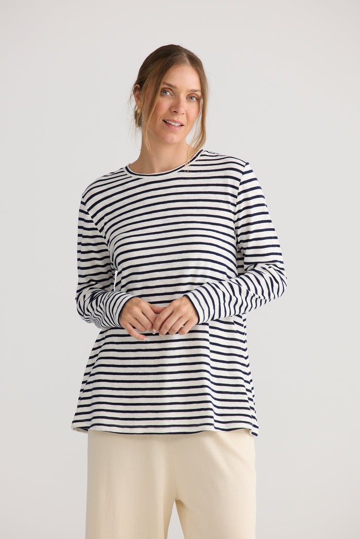 Home Love Sana Long Sleeve Top in Navy Stripe | Women's Clothing | Gretel Lane