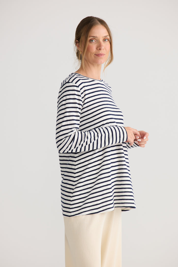 Home Love Sana Long Sleeve Top in Navy Stripe | Women's Clothing | Gretel Lane