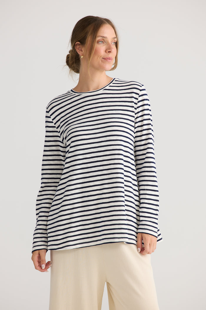 Home Love Sana Long Sleeve Top in Navy Stripe | Women's Clothing | Gretel Lane
