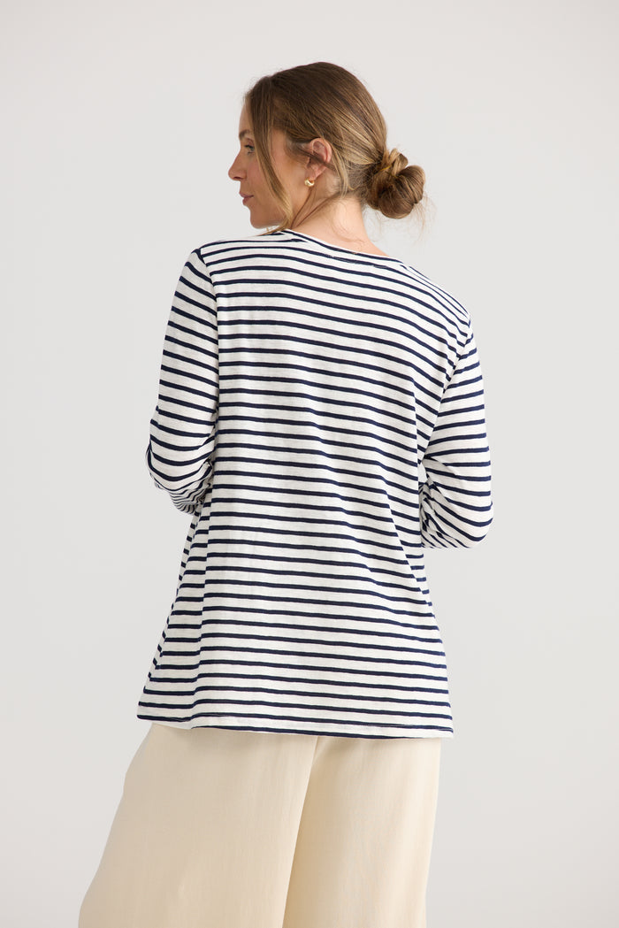 Home Love Sana Long Sleeve Top in Navy Stripe | Women's Clothing | Gretel Lane