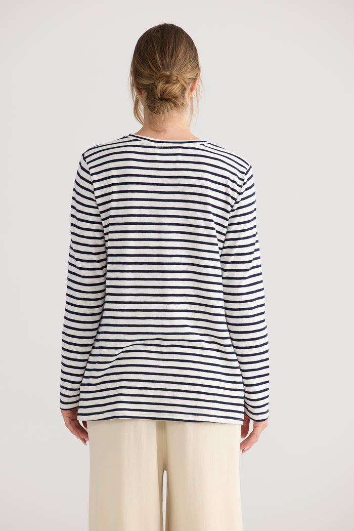Home Love Sana Long Sleeve Top in Navy Stripe | Women's Clothing | Gretel Lane
