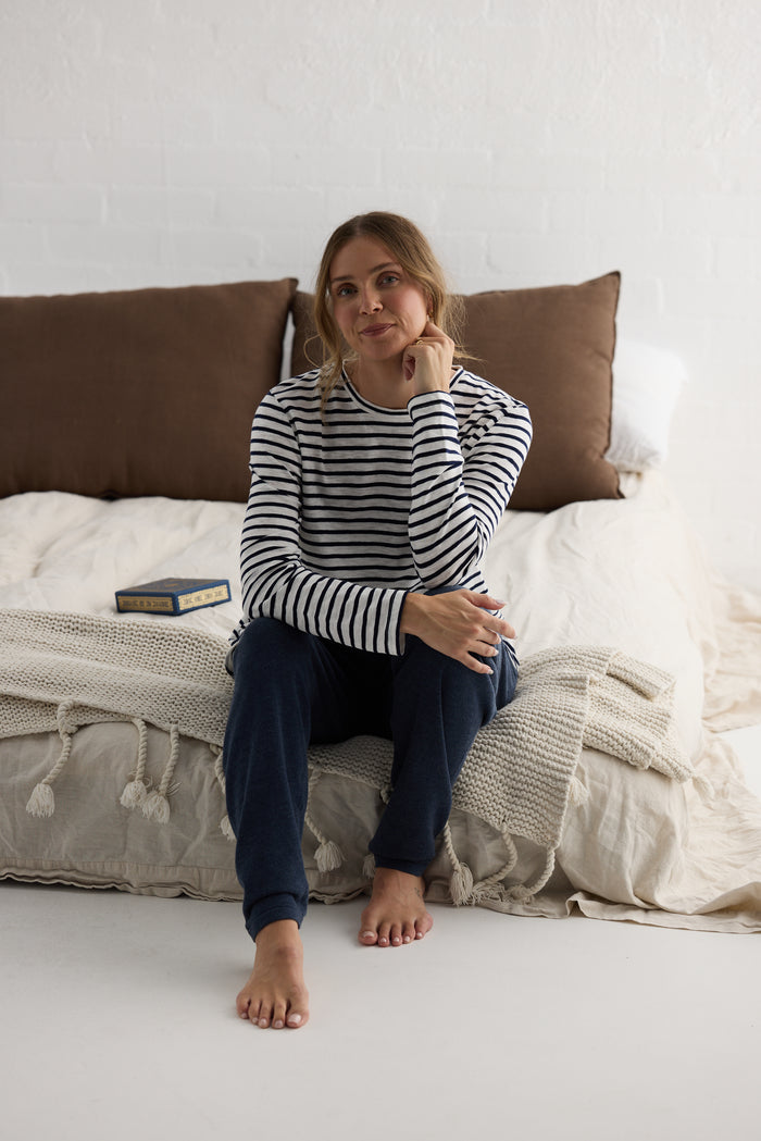Home Love Sana Long Sleeve Top in Navy Stripe | Women's Clothing | Gretel Lane
