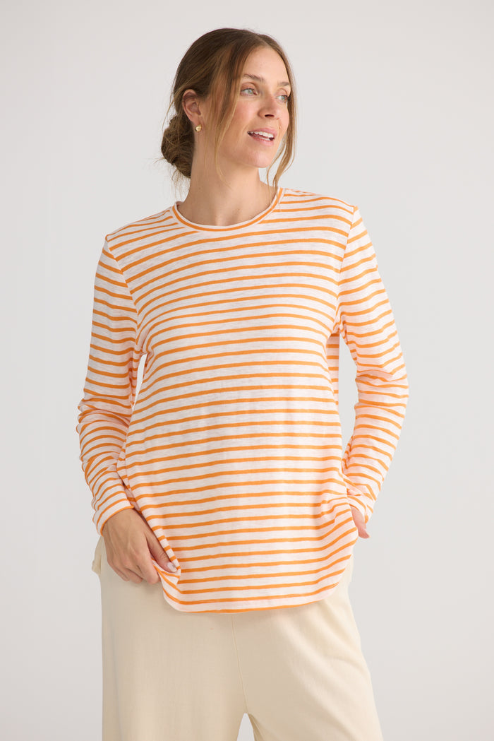 Home Love Sana Long Sleeve Top in Orange Stripe | Women's Clothing | Gretel Lane