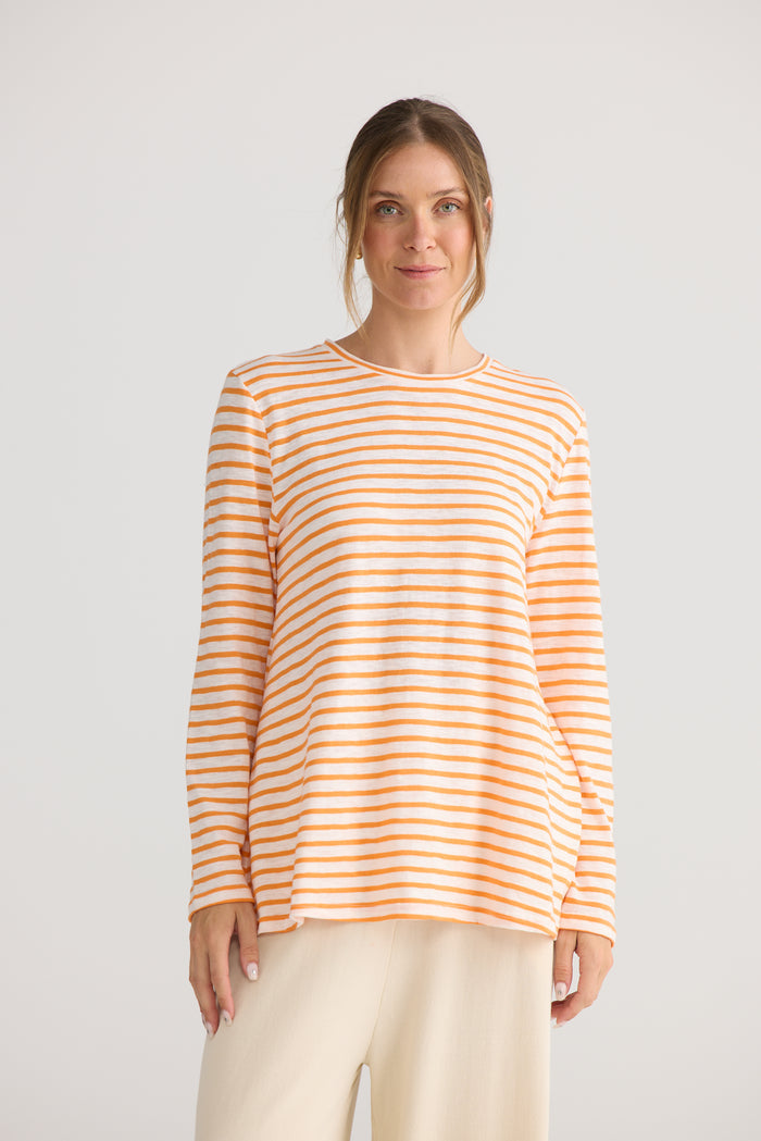 Home Love Sana Long Sleeve Top in Orange Stripe | Women's Clothing | Gretel Lane