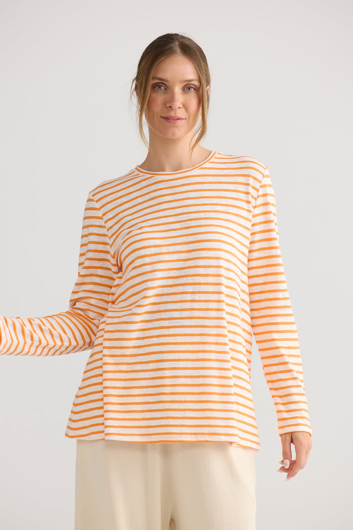 Home Love Sana Long Sleeve Top in Orange Stripe | Women's Clothing | Gretel Lane