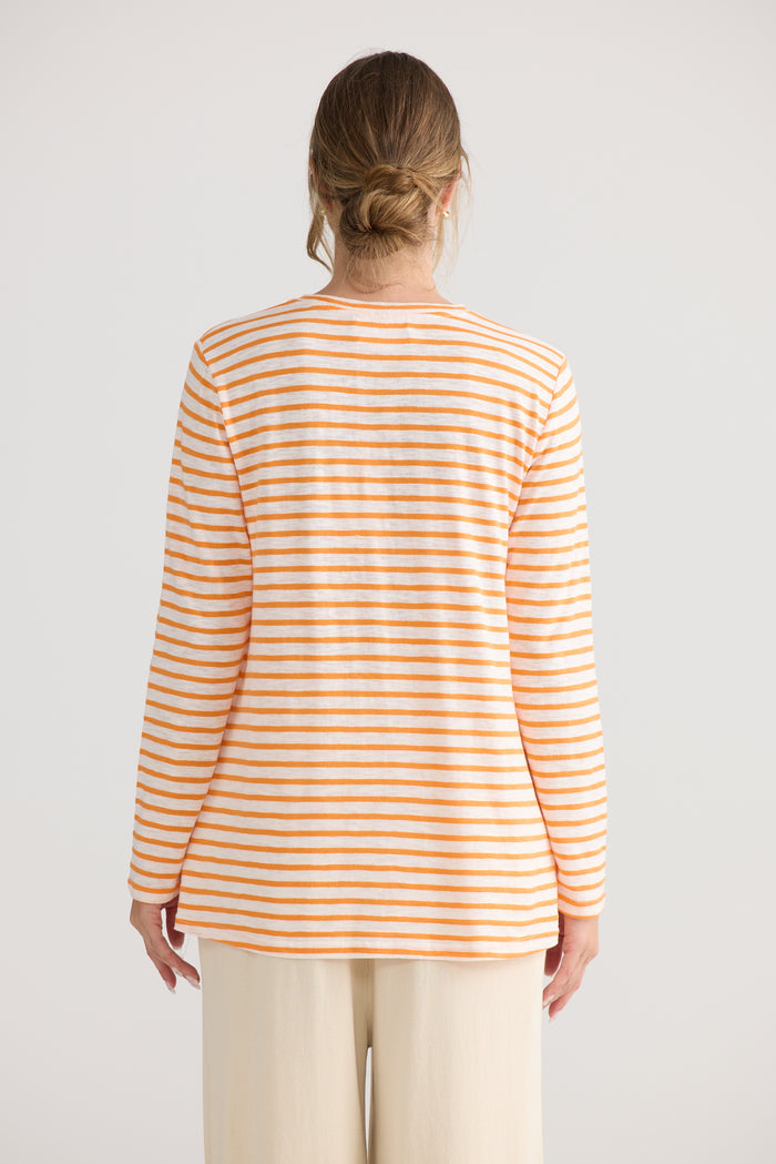 Home Love Sana Long Sleeve Top in Orange Stripe | Women's Clothing | Gretel Lane