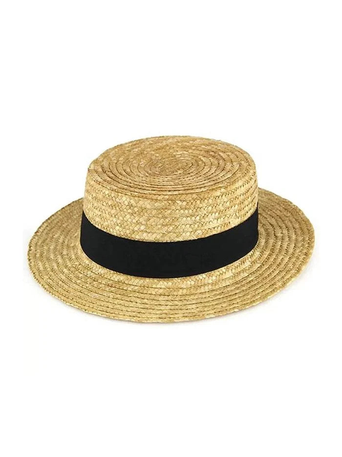 School Girl Straw Boater Hat - thefancydress.co.uk