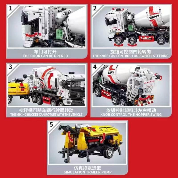 Sembo 712037 SANY Concrete Mixer Truck and Trailer Pump sembo