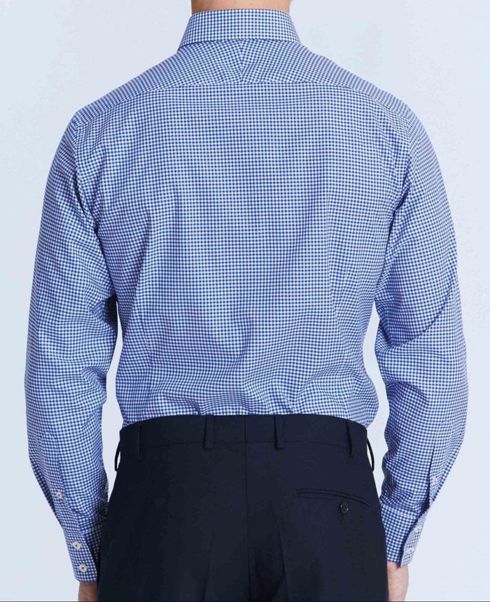 archie blue gingham check made to measure shirt model back 1