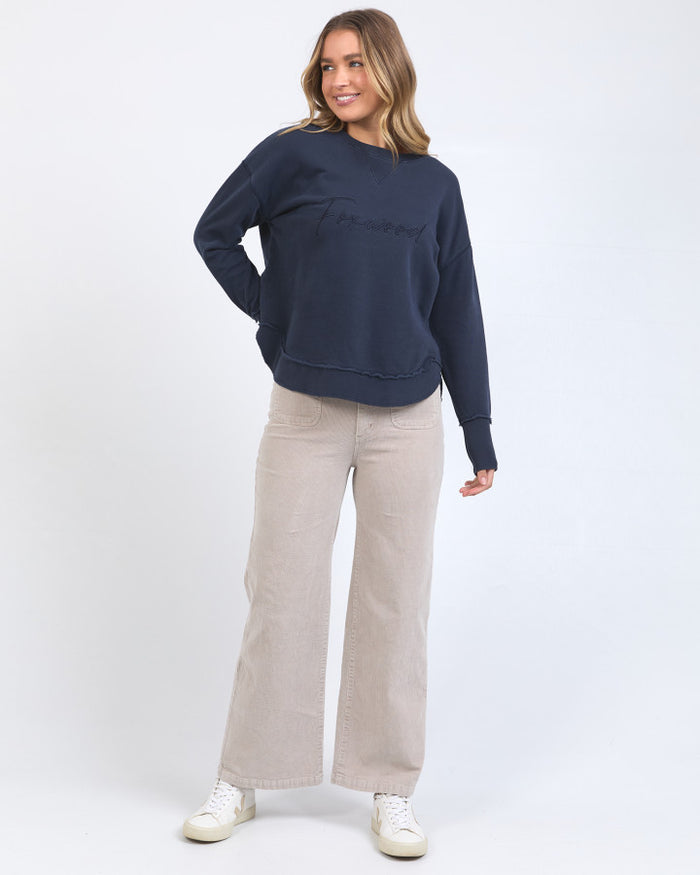 Foxwood Women's Navy Cotton Signature Crew Sweatshirt | Gretel Lane