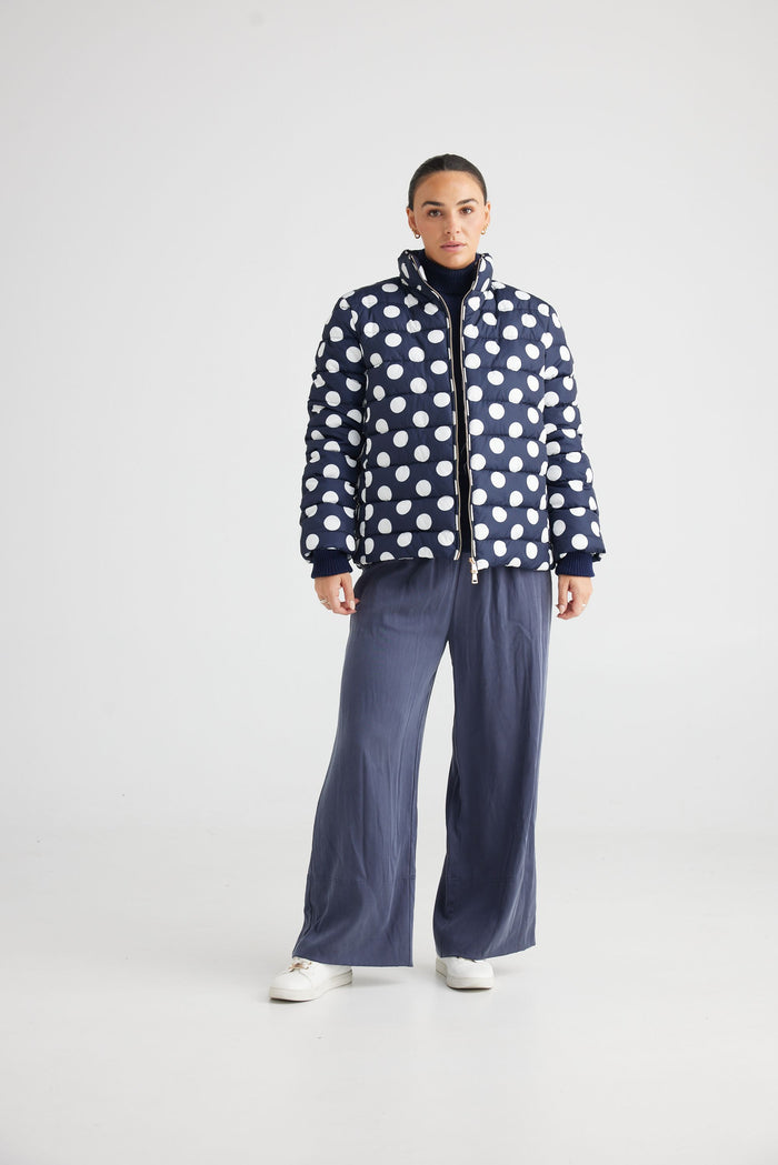 Brave + True Sillian Two-Way Zip Puffer Jacket - Navy Spot
