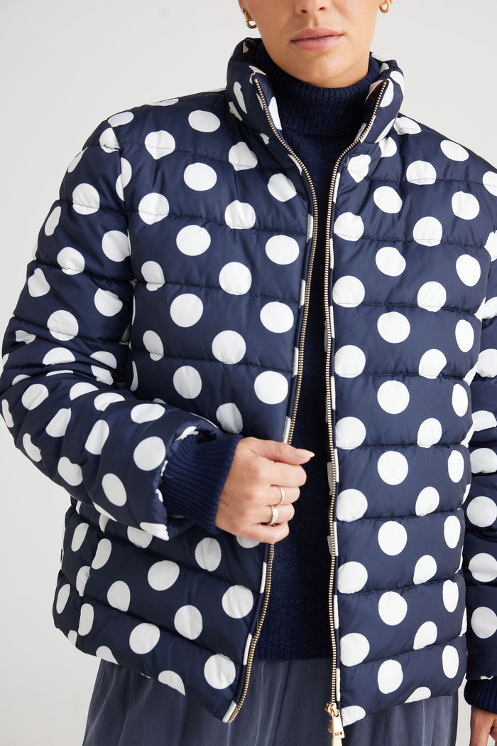 Brave + True Navy Spot thick quilted puffer jacket