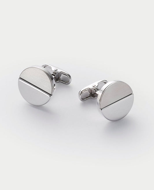 Men's Silver Rhodium Plated Circle Cufflinks