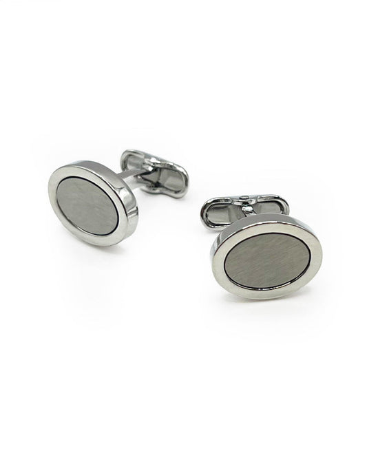 Men's Silver Tone Rhodium Plated Circular Cufflinks