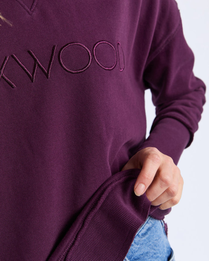 FOXWOOD Women's Purple Cotton Simplified Crew Jumper | Gretel Lane