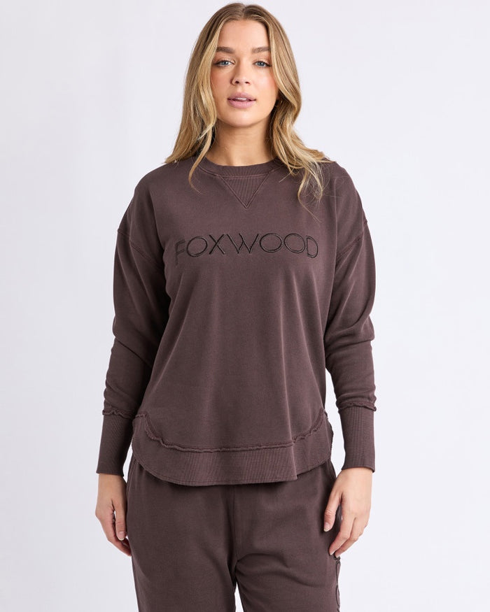 Foxwood Simplified Cotton Crew Sweatshirt in Coffee | Women's Clothing | Gretel Lane
