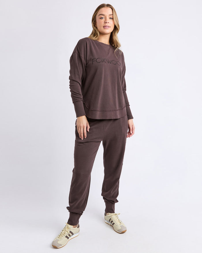 Foxwood Simplified Cotton Crew Sweatshirt in Coffee | Women's Clothing | Gretel Lane