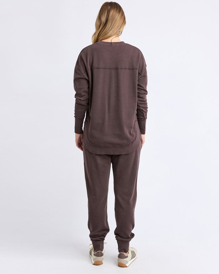 Foxwood Simplified Cotton Crew Sweatshirt in Coffee | Women's Clothing | Gretel Lane