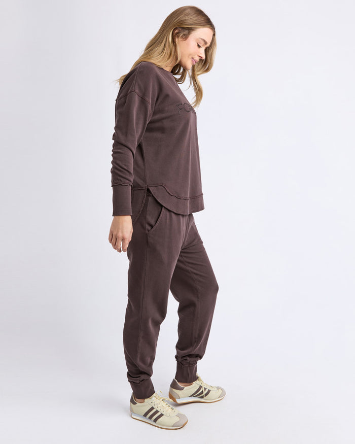 Foxwood Simplified Cotton Crew Sweatshirt in Coffee | Women's Clothing | Gretel Lane