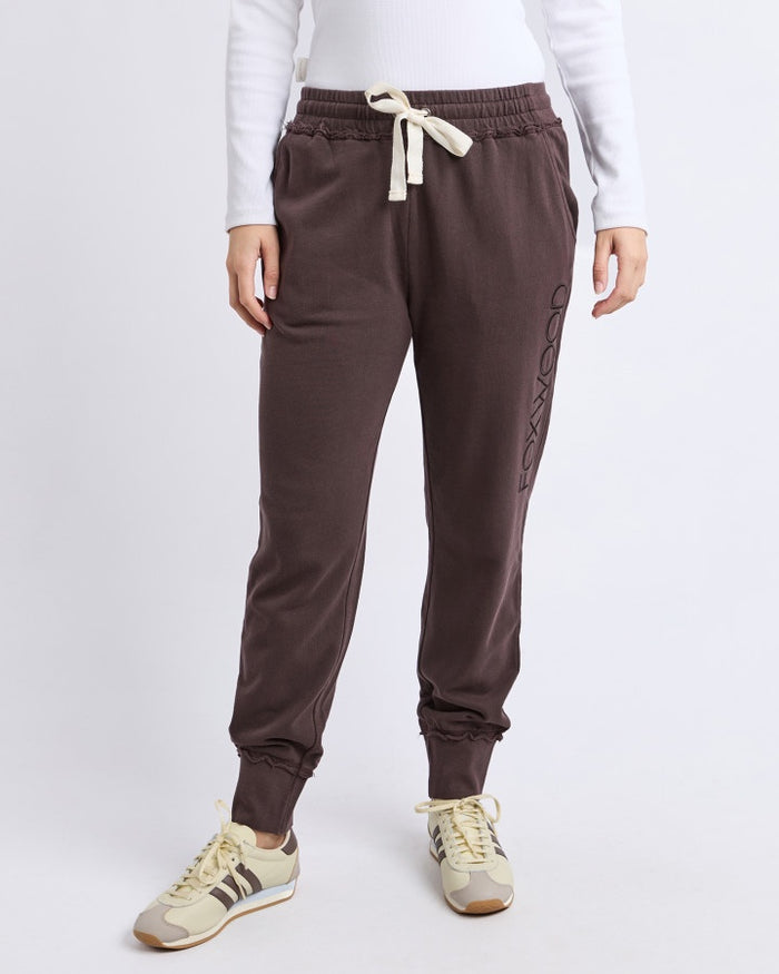 Foxwood Simplified Cotton Track Pant in Coffee | Women's Clothing | Gretel Lane