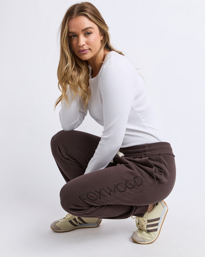 Foxwood Simplified Cotton Track Pant in Coffee | Women's Clothing | Gretel Lane