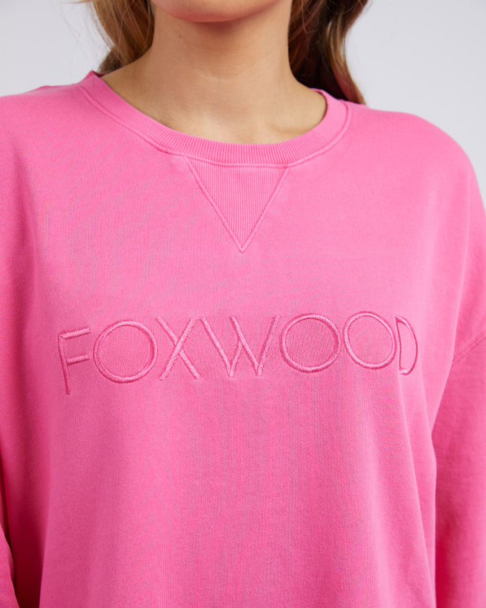 Bright Pink Cotton Simplified Crew Sweatshirt | Gretel Lane