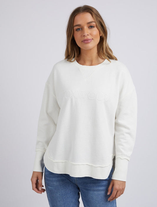 White Foxwood Simplified Crew Sweatshirt | Gretel Lane