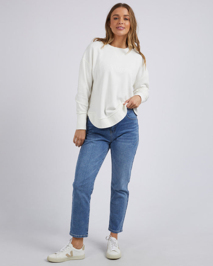 White Foxwood Simplified Crew Sweatshirt | Gretel Lane