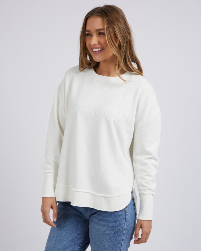 White Foxwood Simplified Crew Sweatshirt | Gretel Lane