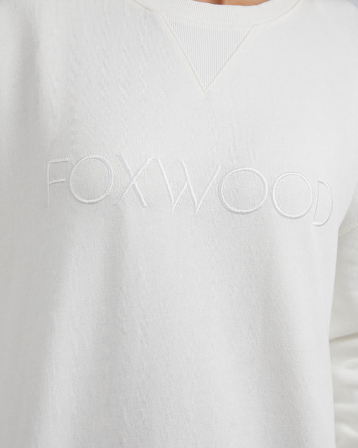 White Foxwood Simplified Crew Sweatshirt | Gretel Lane