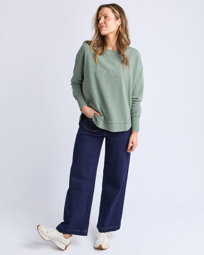 Oversized cotton sweatshirt sage green | Foxwood