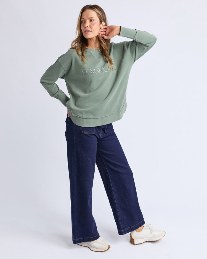 women’s 100% cotton Jumper sage green