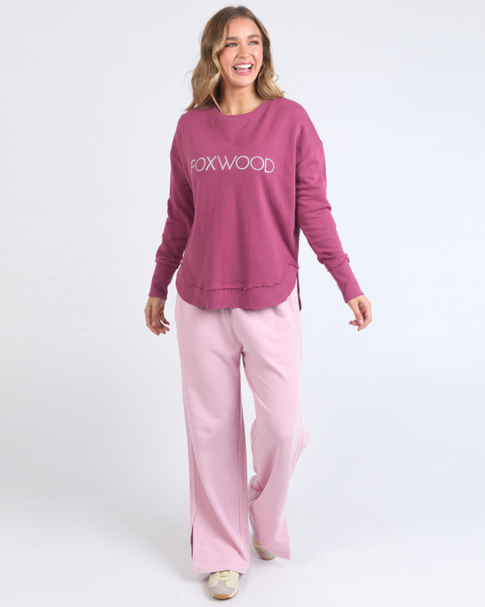 pink 'Foxwood' cotton sweatshirt with metallic silver logo
