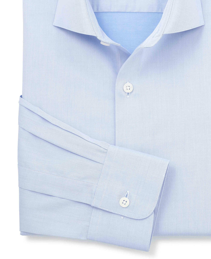 Men's Sky Blue Cotton Twill Slim Fit Formal Shirt With Single Cuffs sleeve detail