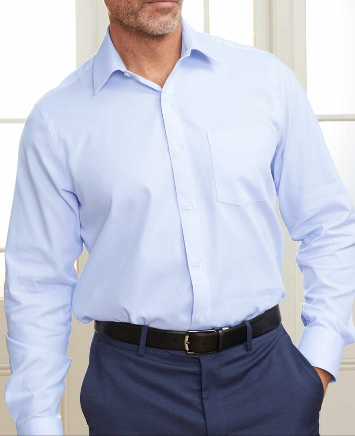 Sky Blue Dobby Weave Cotton Classic Fit Formal Shirt - Single Cuff