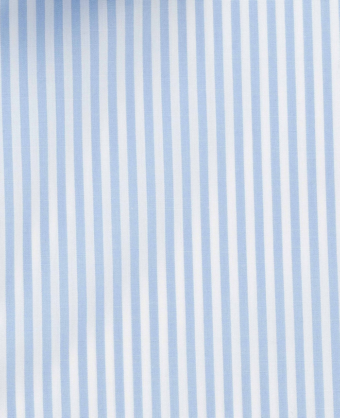 Men's Sky Blue Stripe Cotton Poplin Slim Fit Formal Shirt With Double Cuffs fabric detail