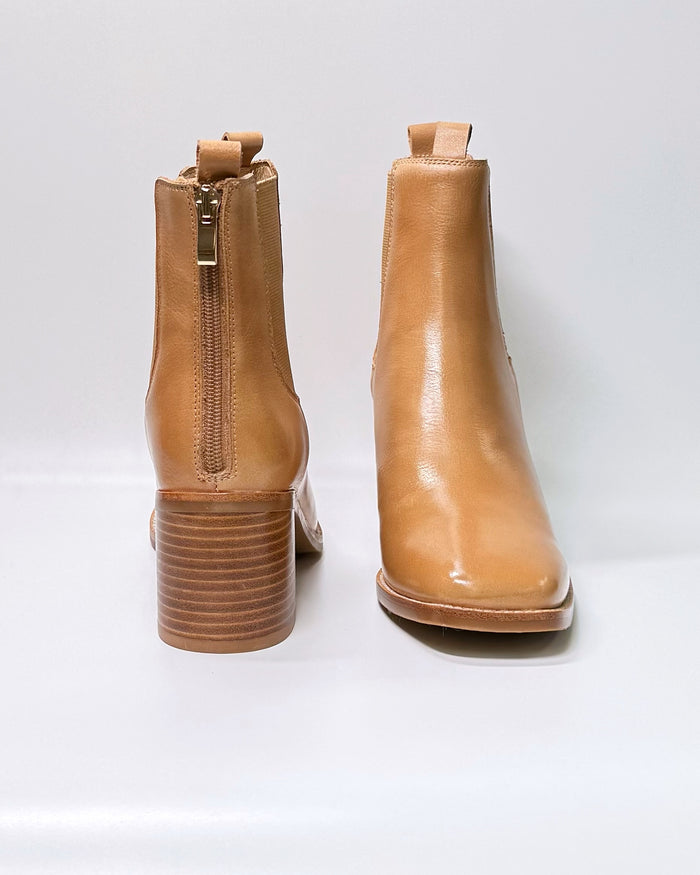 Slightly Leather Ankle Boots (Latte-Natural)