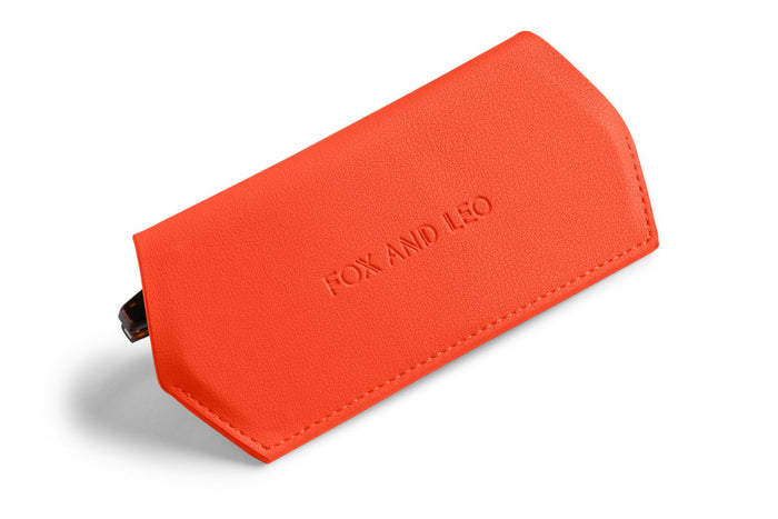 Fox and Leo Orange Leather Slimline Glasses Case | Gretel Lane