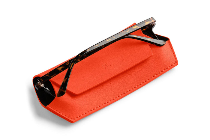 Fox and Leo Orange Leather Slimline Glasses Case | Gretel Lane