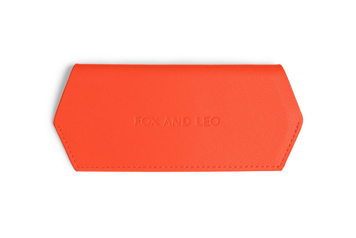 Fox and Leo Orange Leather Slimline Glasses Case | Gretel Lane