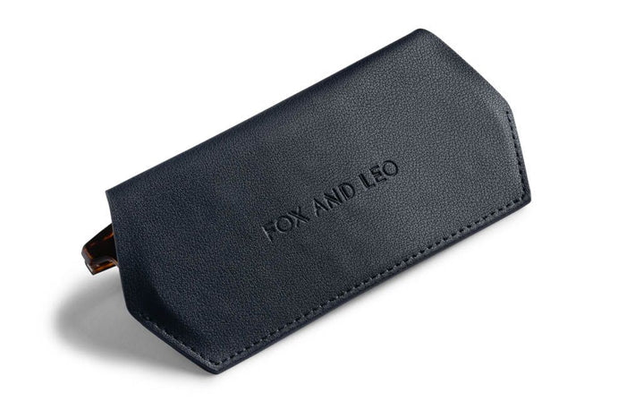 Fox and Leo Navy Leather Slimline Glasses Case | Gretel Lane