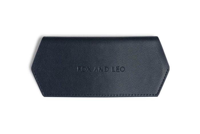 Fox and Leo Navy Leather Slimline Glasses Case | Gretel Lane