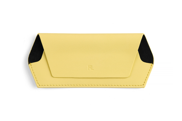Fox and Leo Yellow Leather Slimline Glasses Case | Gretel Lane