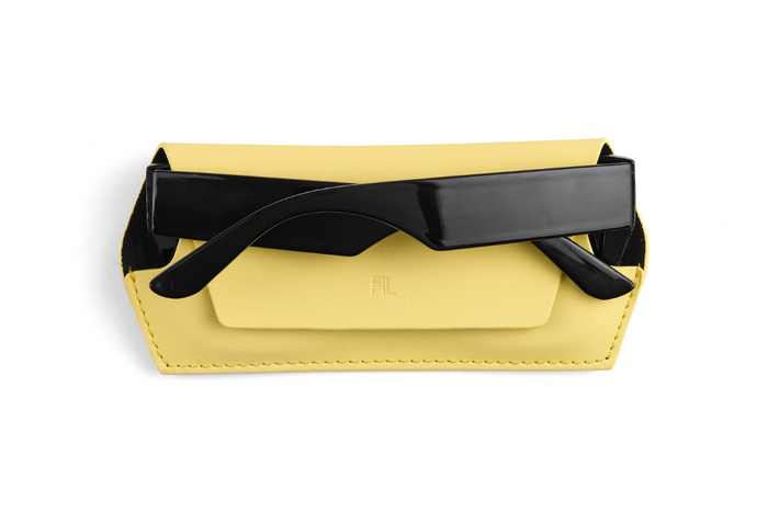 Fox and Leo Yellow Leather Slimline Glasses Case | Gretel Lane